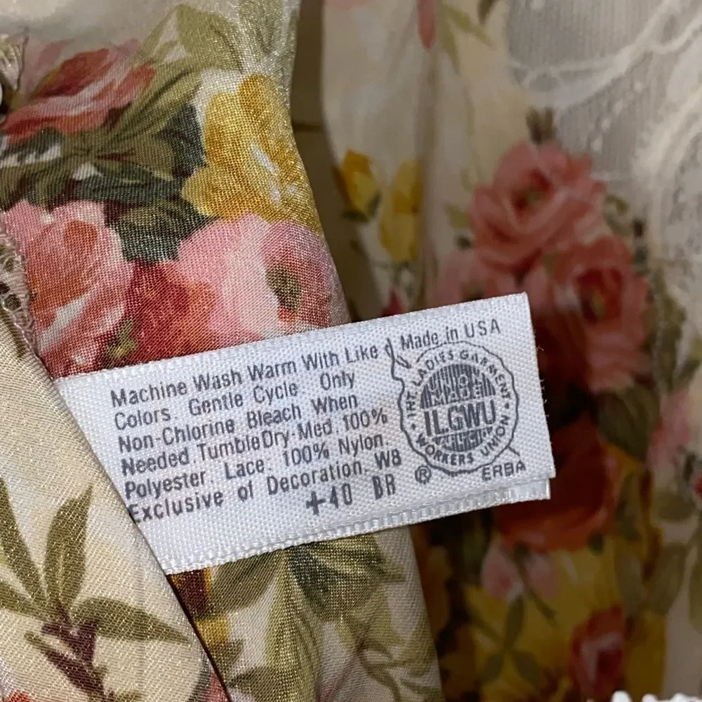 VTG Oscar De La Renta (M) Floral Satin Chemise
